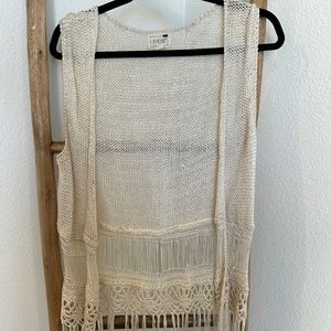 Boho Crochet Lace Sleeveless Open Front Vest Cardigan